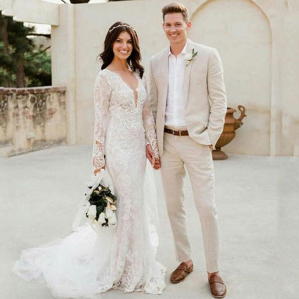 Casual Beach Wedding Groom Suits Online Summer Bespoke Men Suits for Sale-Ballbella