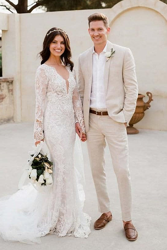 Casual Beach Wedding Groom Suits Online Summer Bespoke Men Suits for Sale-Ballbella