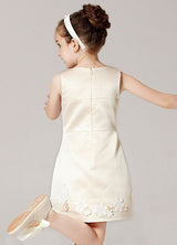 Champagne A-line Flower Applique Beaded Short flower girl dress With Jacket-Ballbella