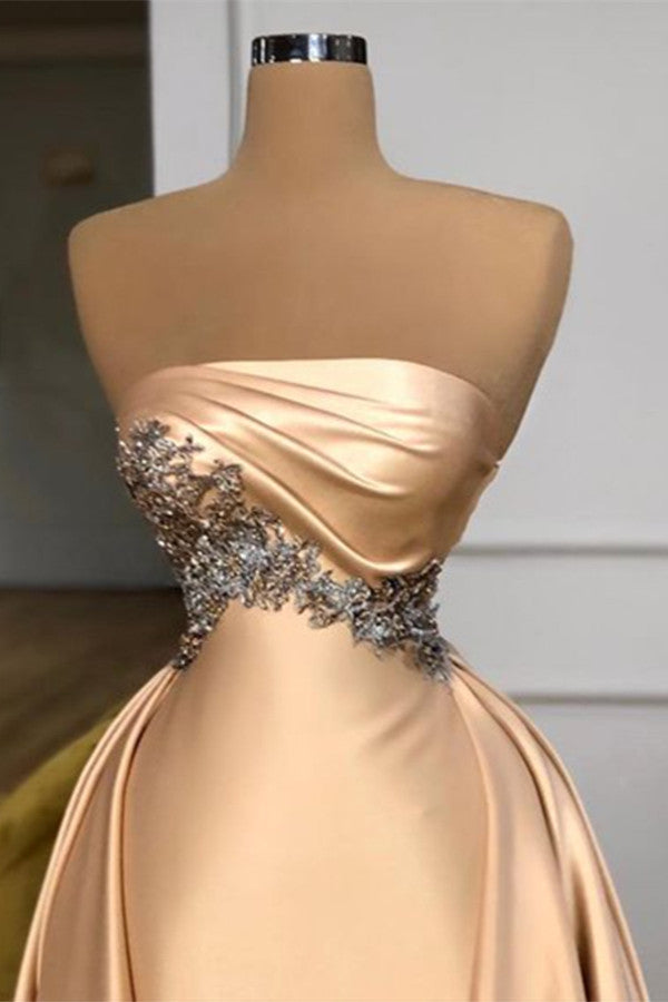 Elegant Sky Blue Strapless Mermaid Prom Dress Long Split – Ballbella
