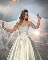 Charming FloorLength Sleeveless A Line Wedding Dress With Beads-Ballbella