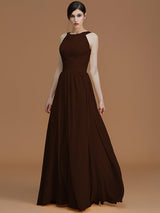 A-Line Charming Halter Sleeveless Ruched Chiffon Bridesmaid Dresses