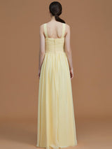 A-Line Charming Halter Sleeveless Ruched Chiffon Bridesmaid Dresses