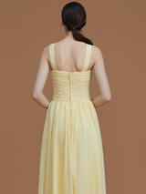 A-Line Charming Halter Sleeveless Ruched Chiffon Bridesmaid Dresses