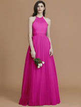 Charming Halter Sleeveless Ruffles Tulle Bridesmaid Dresses-Ballbella