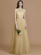 Charming Halter Sleeveless Ruffles Tulle Bridesmaid Dresses-Ballbella