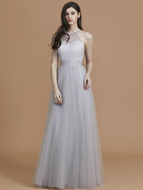 Charming Halter Sleeveless Ruffles Tulle Bridesmaid Dresses-Ballbella