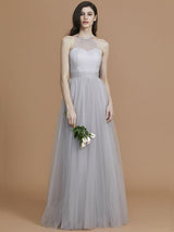 Charming Halter Sleeveless Ruffles Tulle Bridesmaid Dresses-Ballbella