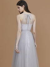 Charming Halter Sleeveless Ruffles Tulle Bridesmaid Dresses-Ballbella