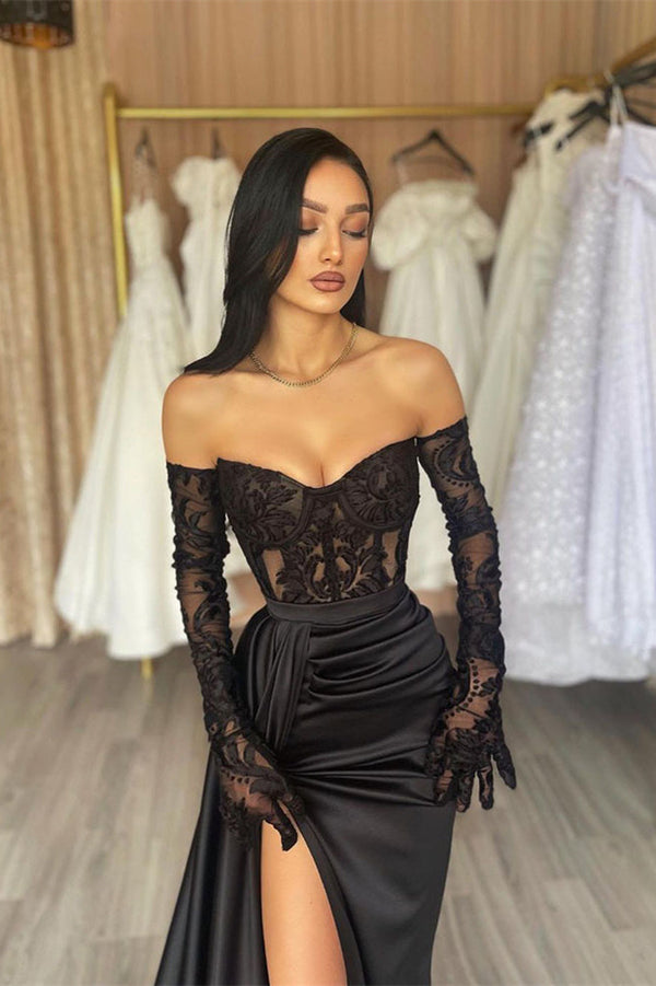 Off the shoulder black tie dress hotsell