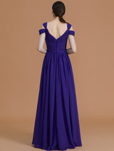 A-Line Charming Off-the-Shoulder Sleeveless Ruched Chiffon Bridesmaid Dresses