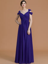 A-Line Charming Off-the-Shoulder Sleeveless Ruched Chiffon Bridesmaid Dresses