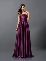 Charming Pleats Sleeveless Long Bridesmaid Dresses-Ballbella