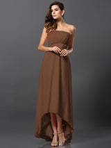 A-Line Charming Strapless Sleeveless High Low Chiffon Bridesmaid Dresses