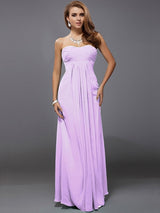 Charming Strapless Sleeveless Ruffles Long Chiffon Bridesmaid Dresses