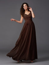 Charming Straps Sash/Ribbon/Belt Sleeveless Long Chiffon Bridesmaid Dresses-Ballbella