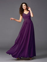 Charming Straps Sash/Ribbon/Belt Sleeveless Long Chiffon Bridesmaid Dresses-Ballbella