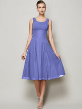 Charming Straps Sleeveless Pleats Short Chiffon Bridesmaid Dresses-Ballbella