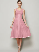 Charming Straps Sleeveless Pleats Short Chiffon Bridesmaid Dresses-Ballbella