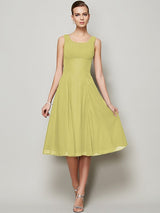 Charming Straps Sleeveless Pleats Short Chiffon Bridesmaid Dresses-Ballbella