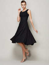 Charming Straps Sleeveless Pleats Short Chiffon Bridesmaid Dresses-Ballbella