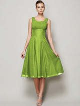 A-Line Charming Straps Sleeveless Pleats Short Chiffon Bridesmaid Dresses