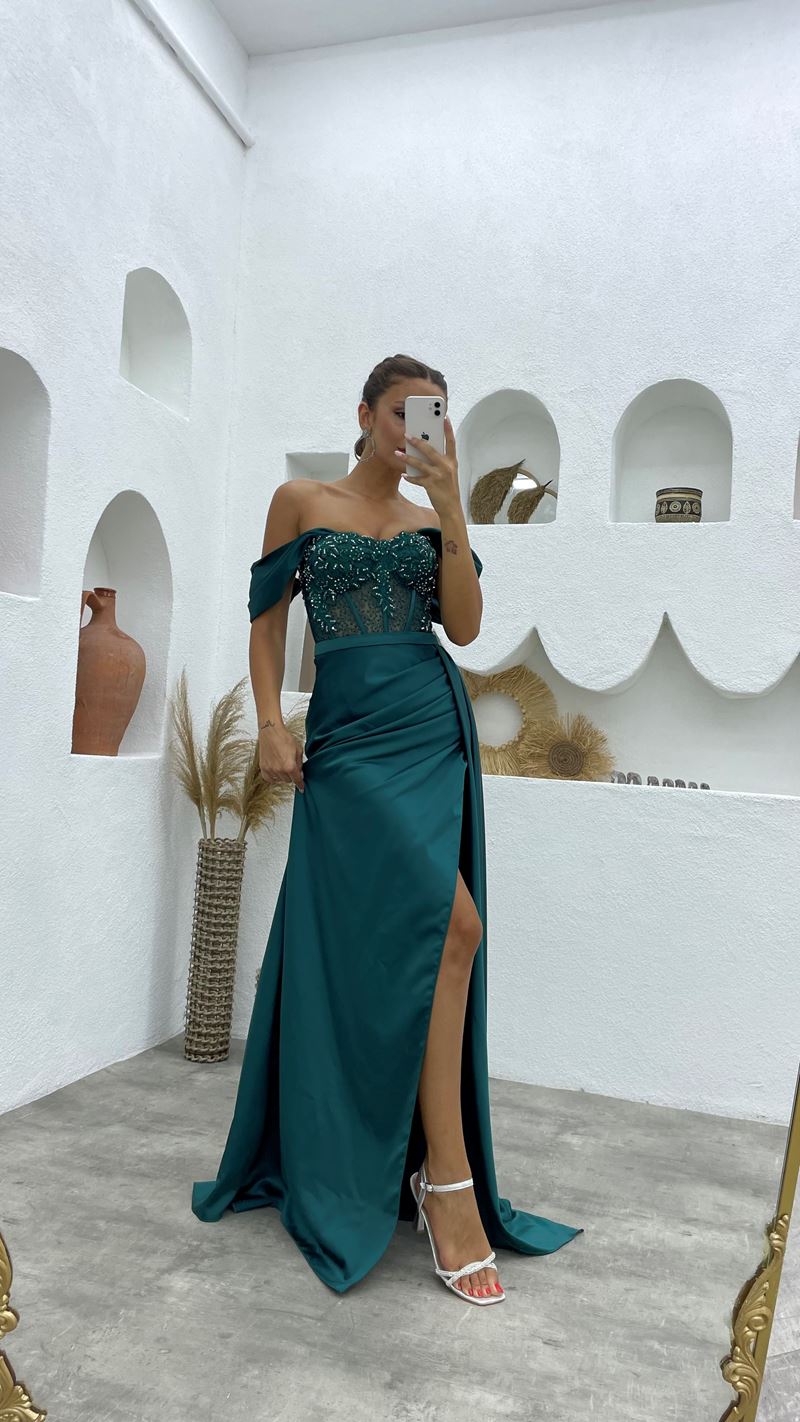 Chic Off-the-Shoulder Sleeveless Mermaid Prom Dresses Long Slit Online-Ballbella