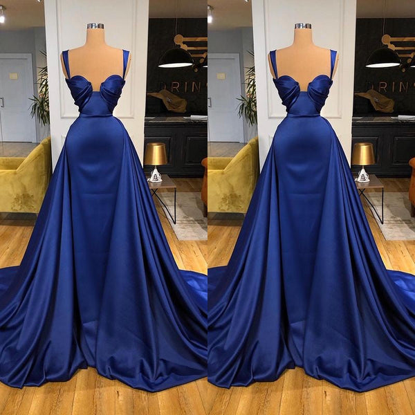 Chic Royal Blue Straps Sweetheart Prom Dress Overskirt Long-Ballbella