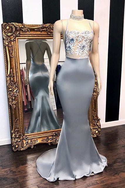 Chic Sequins Sleeveless Mermaid Prom Dresses Glitter New Arrival Halter Red Evening Gowns-Ballbella