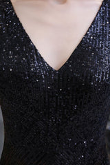 Chic Shining V-neck Silver Sequin Sleeveless Prom Jumpsuit-Ballbella