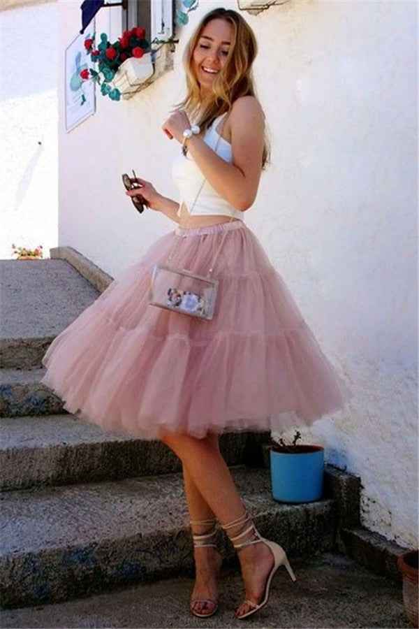 Chic Two-Pieces Tulle Sleeveless Homecoming Dress-Ballbella