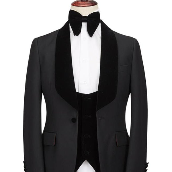 Black Velvet Shawl Lapel Wedding Tuxedo for Men