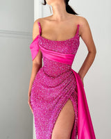 Classic A-line Satin Sleeveless Halter Pink Evening Gown Long-Ballbella