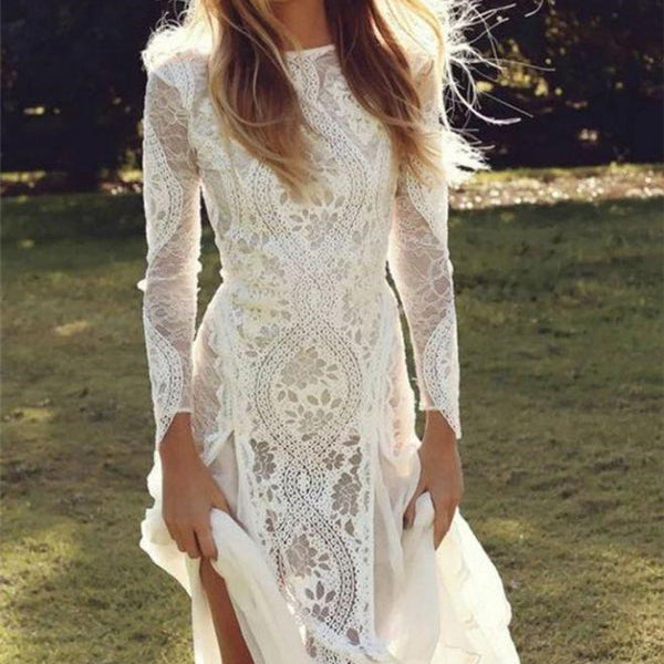 Cap sleeves Modern Backless Lace Ivory Court Train Beach Wedding Dress –  Ballbella