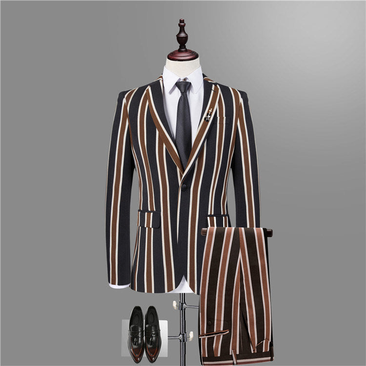 Classic Black Striped Men Suits for Prom-Ballbella