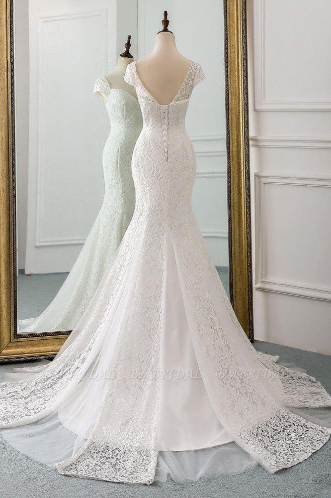 Classic Cap Sleeve Aweetheart Floral Lace Slim Mermaid Wedding Dress ...