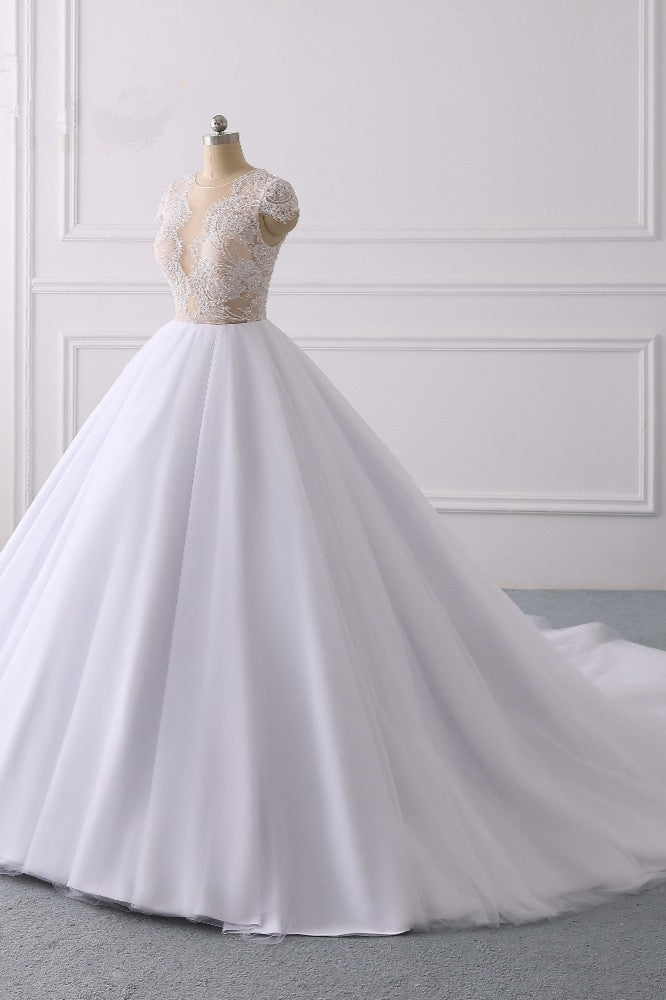 Ballbella offers Classic Cap sleeves V-neck White Ball Gown Lace Wedding Dress online at an affordable price from Tulle to Ball Gown Floor-length skirts. Shop for AmazingShort Sleeves wedding collections for your big day.