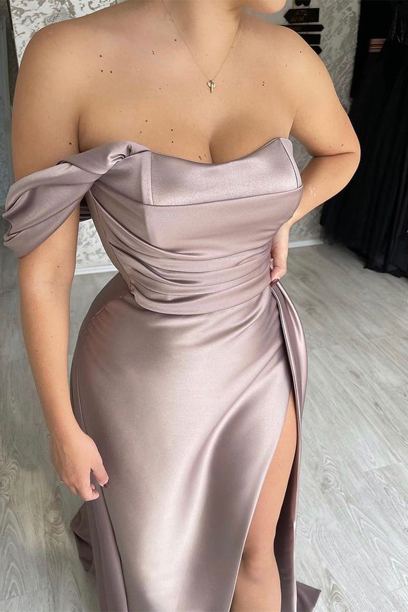 Classic Off-the-shoulder Sleeveless Slit Prom Dresses Mermaid Long-Ballbella