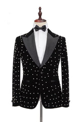 Classy Black Peaked Lapel Men Suits for Prom-Ballbella