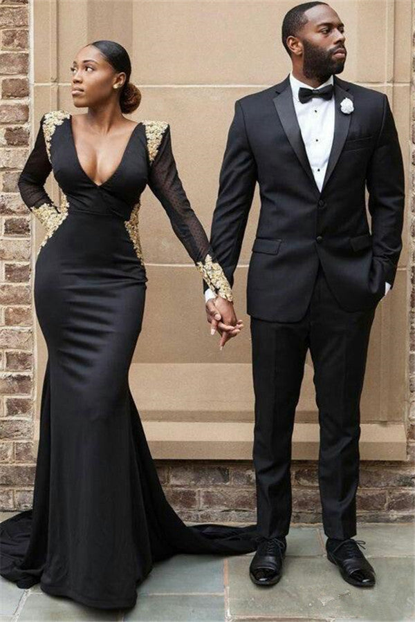 Classy Black Slim Fit Two Piece Mens Suit for Prom-Ballbella