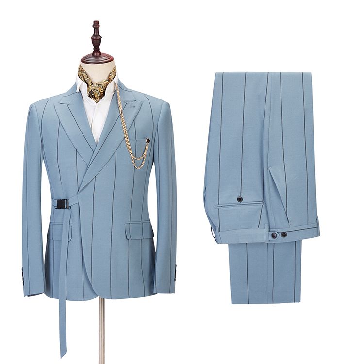 Classy Striped Peaked Lapel Classic Men Suits Online-Ballbella