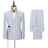 Classy Striped Peaked Lapel Men Suits Online-Ballbella