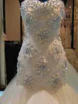 Check this Court Train Mermaid Beading Sleeveless Tulle Sweetheart Wedding Dresses at ballbella.com, this dress will make your guests say wow. The Sweetheart bodice is thoughtfully lined, and the skirt with Beading to provide the airy.