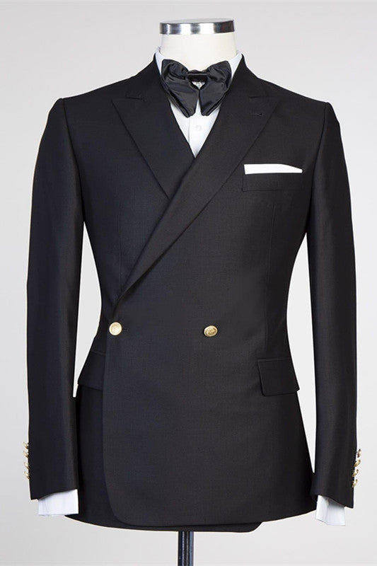 Custom design Black Peaked Lapel New in Men Marriage Suits-Ballbella