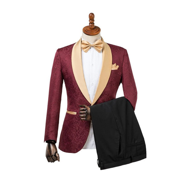 Shop Custom design Burgundy Slim Fit Jacquard Wedding Suit for Men from Ballbellas. Free shipping available. View our full collection of Burgundy Shawl Lapel wedding suits available in different colors with affordable price.