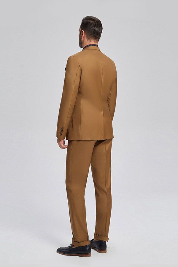 Custom design Patch Pocket Gold Brown Mens Suits for Formal-Ballbella