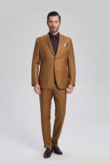 Custom design Patch Pocket Gold Brown Mens Suits for Formal-Ballbella