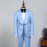 Custom design Sky Blue Bespoke Wedding Suit For Grooms-Ballbella