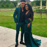 Dark Green 2-Piece Notch Lapel Designer Prom Suits Online-Ballbella