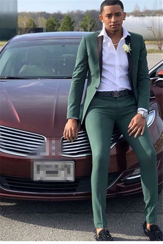 Dark Green Prom Suit Slim Fit Men Suit-Ballbella